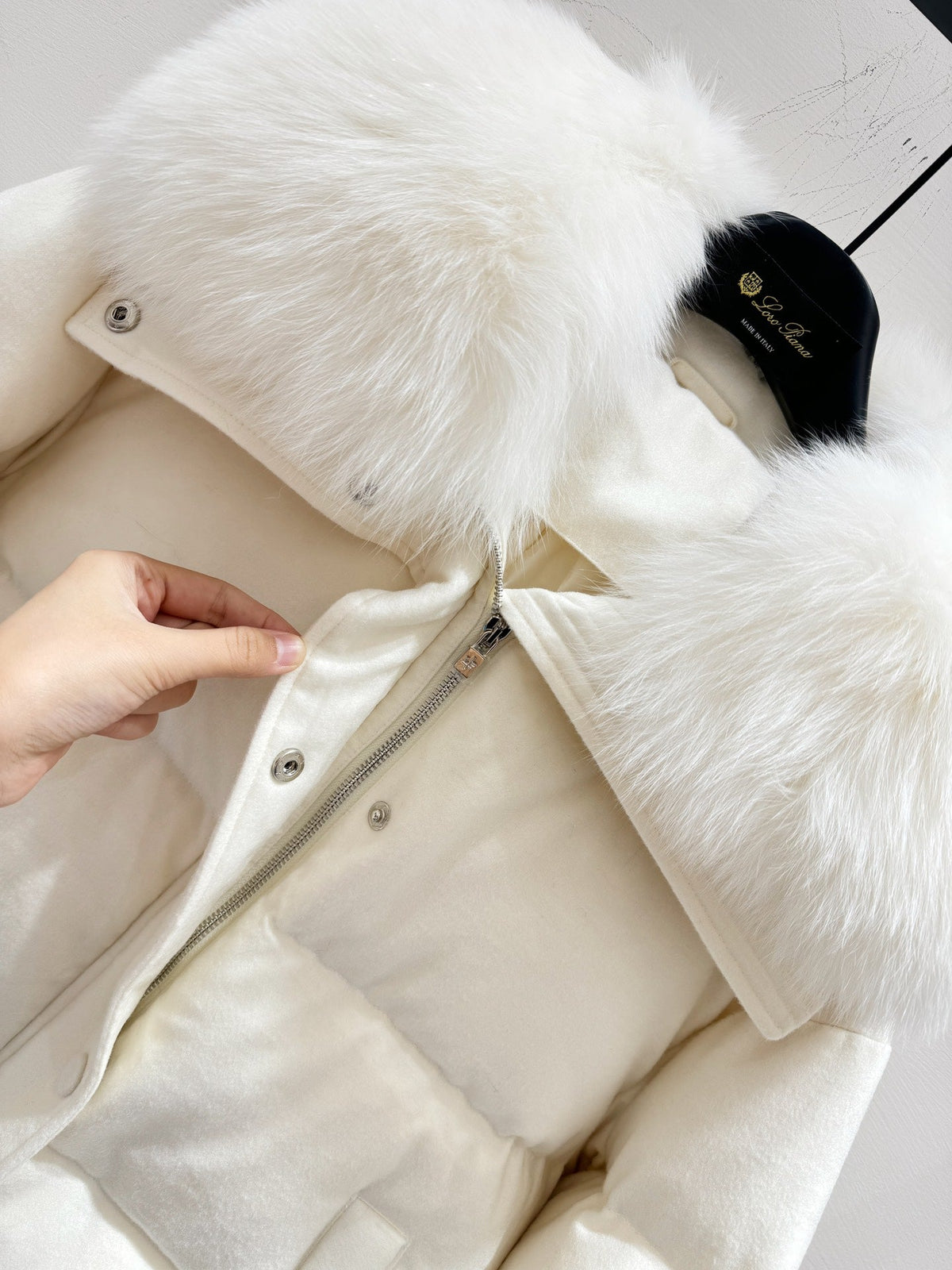 LP 25 Coat White Fur Down Cashmere 310244