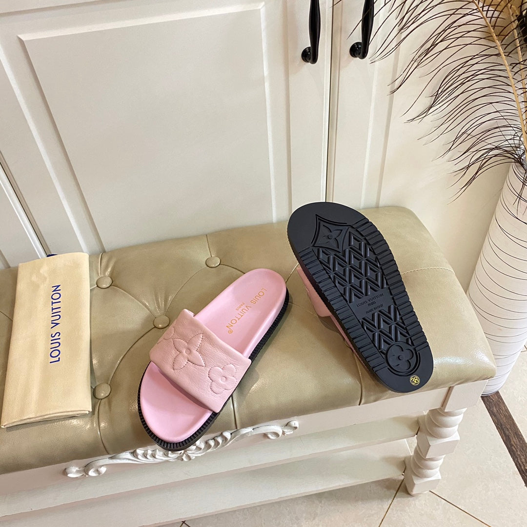 LV Shore Flat Comfort Mule Pink Lambskin