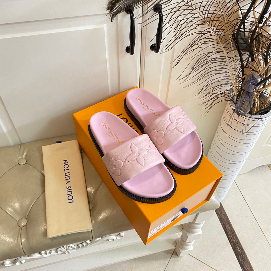 LV Shore Flat Comfort Mule Pink Lambskin