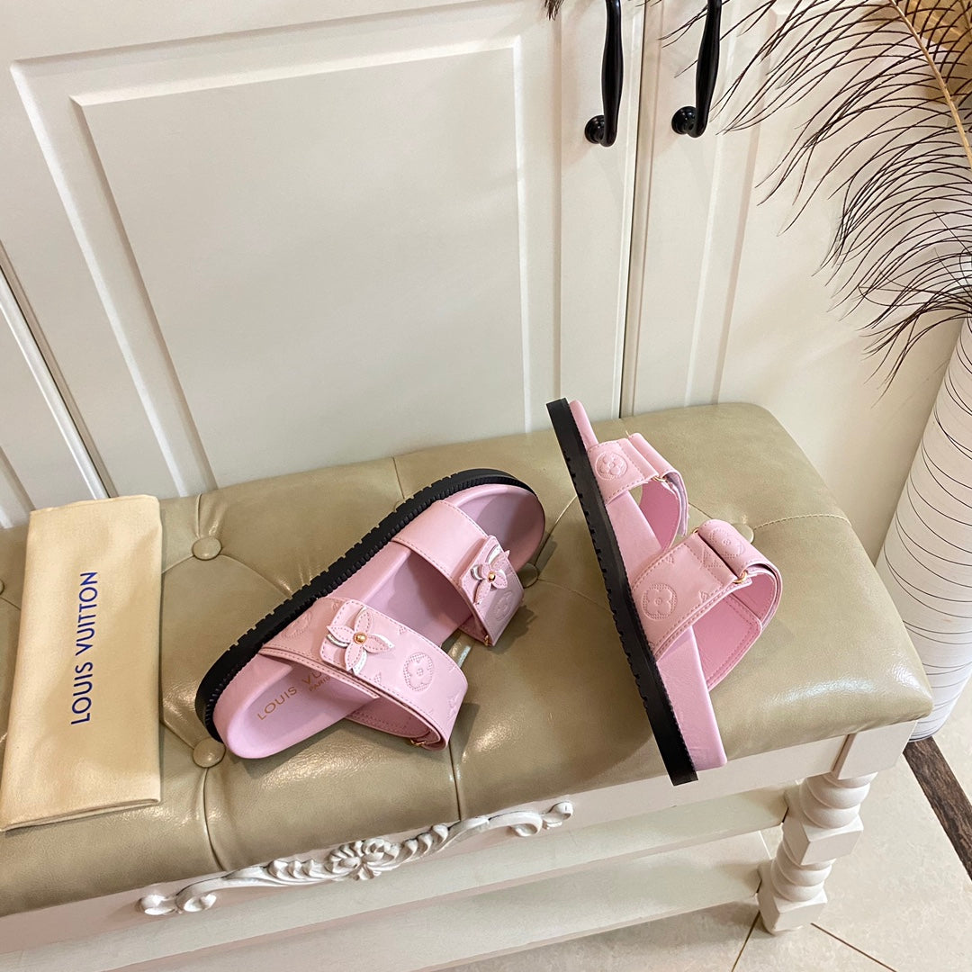 LV Sunset Flat Comfort Mule Pink Lambskin