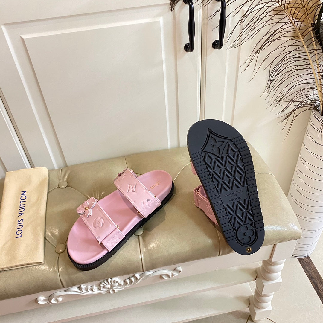 LV Sunset Flat Comfort Mule Pink Lambskin