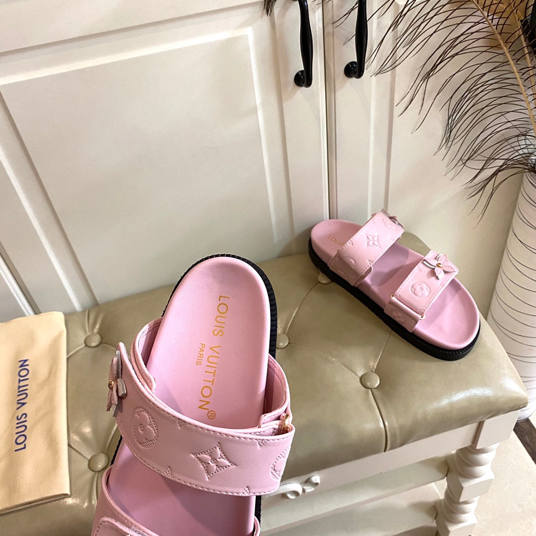 LV Sunset Flat Comfort Mule Pink Lambskin