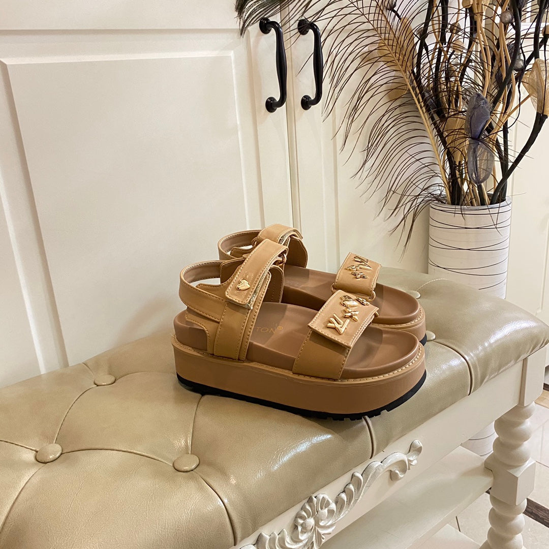 LV Sunset Flat Comfort Sandal Light Brown Lambskin