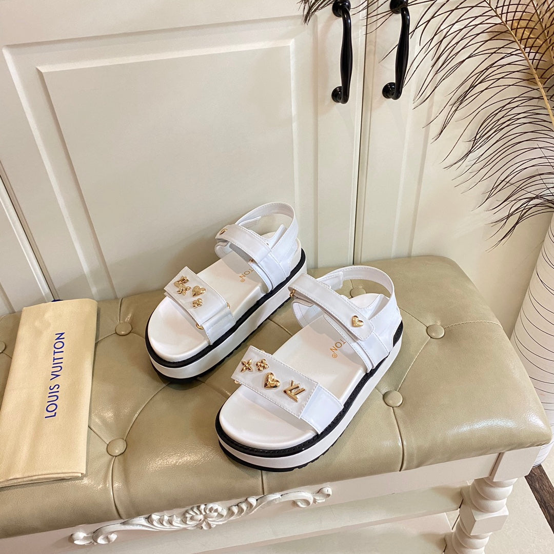 LV Sunset Flat Comfort Sandal White Lambskin
