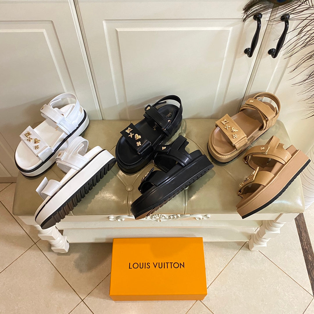 LV Sunset Flat Comfort Sandal White Lambskin