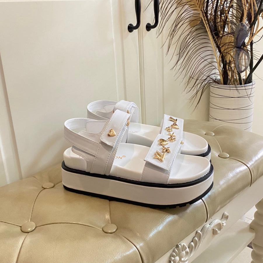 LV Sunset Flat Comfort Sandal White Lambskin