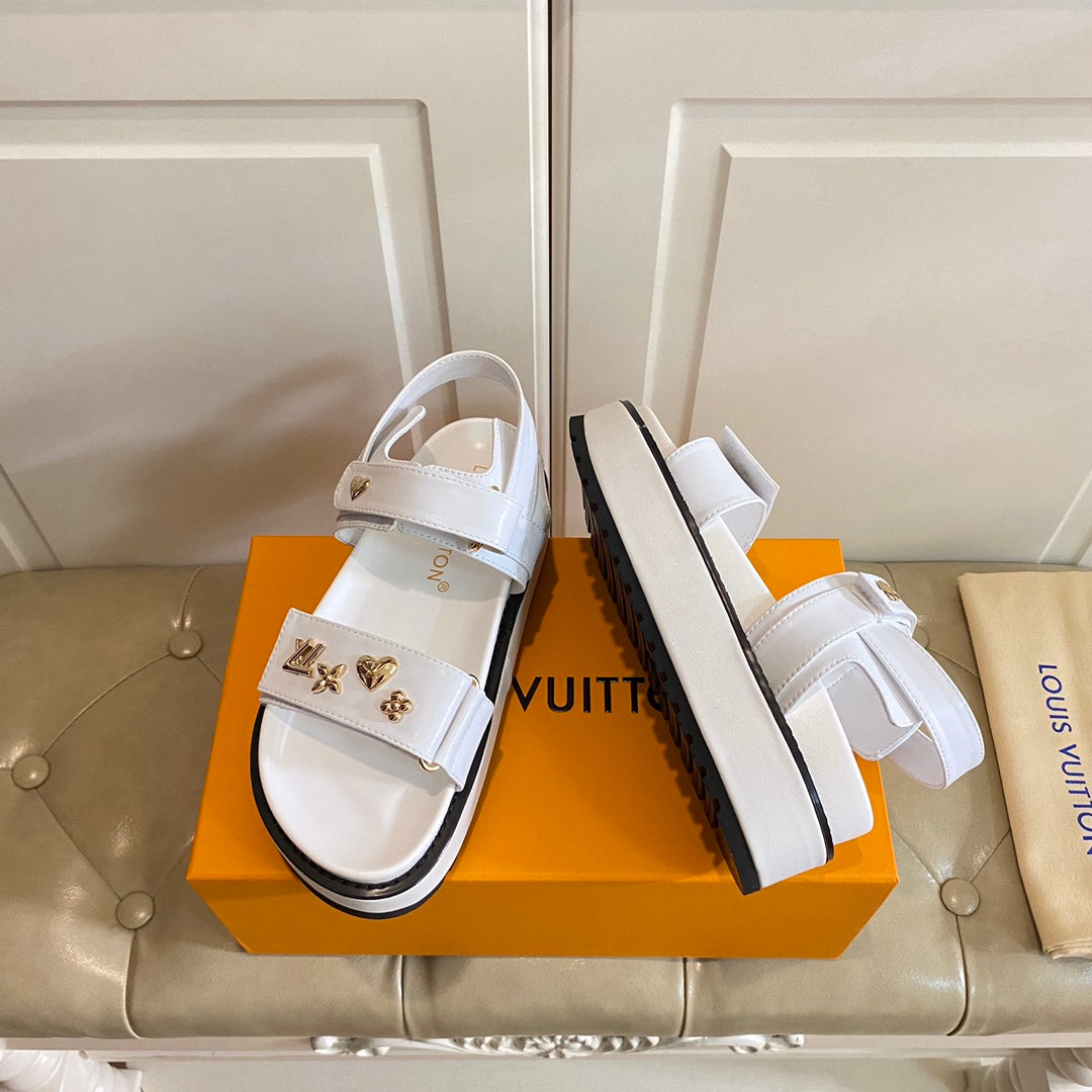 LV Sunset Flat Comfort Sandal White Lambskin