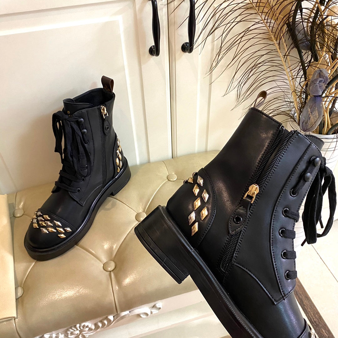 LV Citizen Flat Ranger Boot Black Lambskin