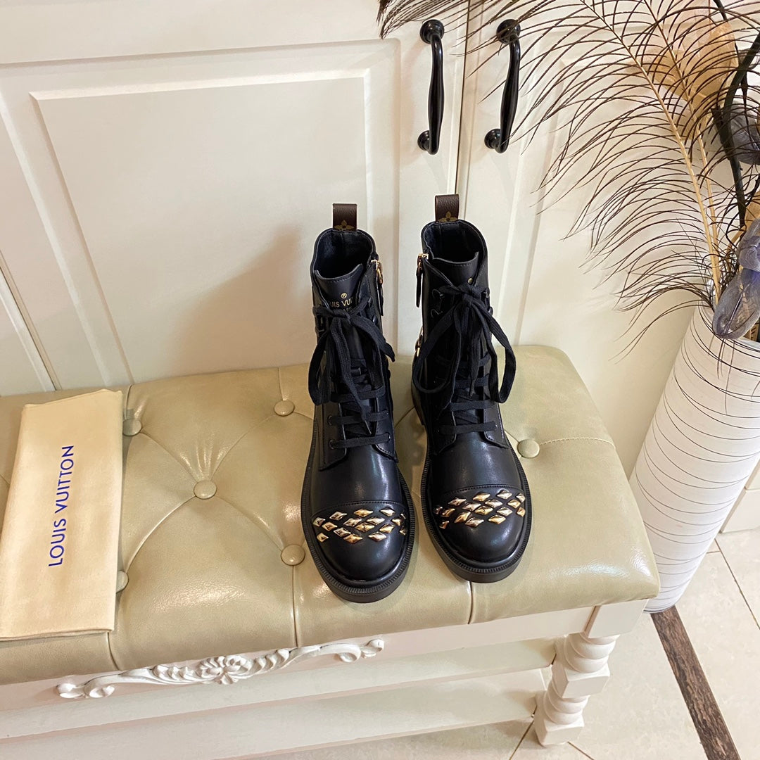 LV Citizen Flat Ranger Boot Black Lambskin