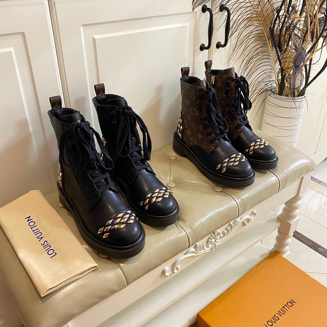 LV Citizen Flat Ranger Boot Black Lambskin