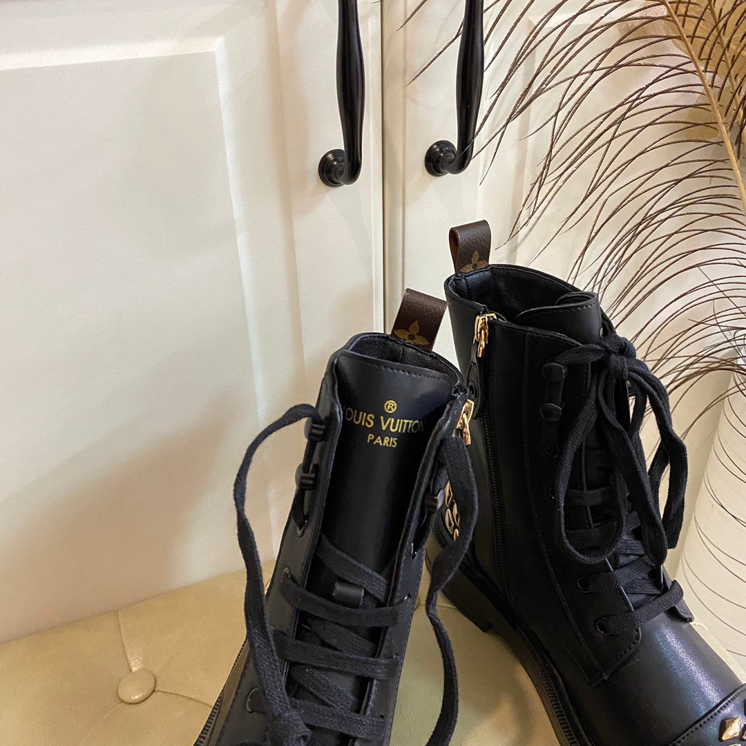 LV Citizen Flat Ranger Boot Black Lambskin
