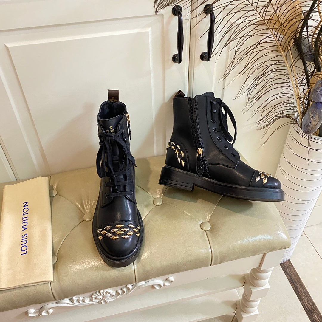 LV Citizen Flat Ranger Boot Black Lambskin