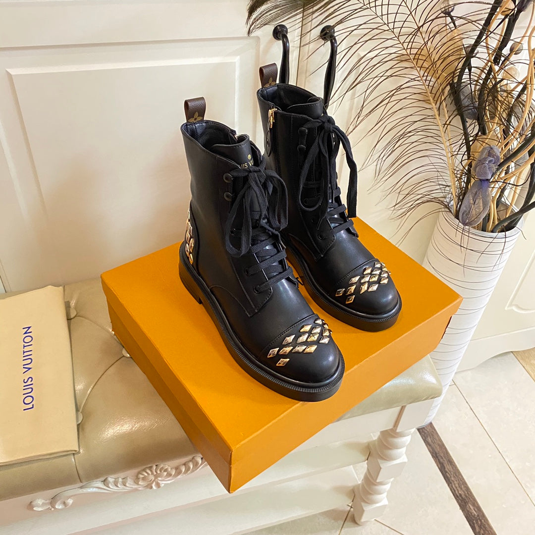 LV Citizen Flat Ranger Boot Black Lambskin