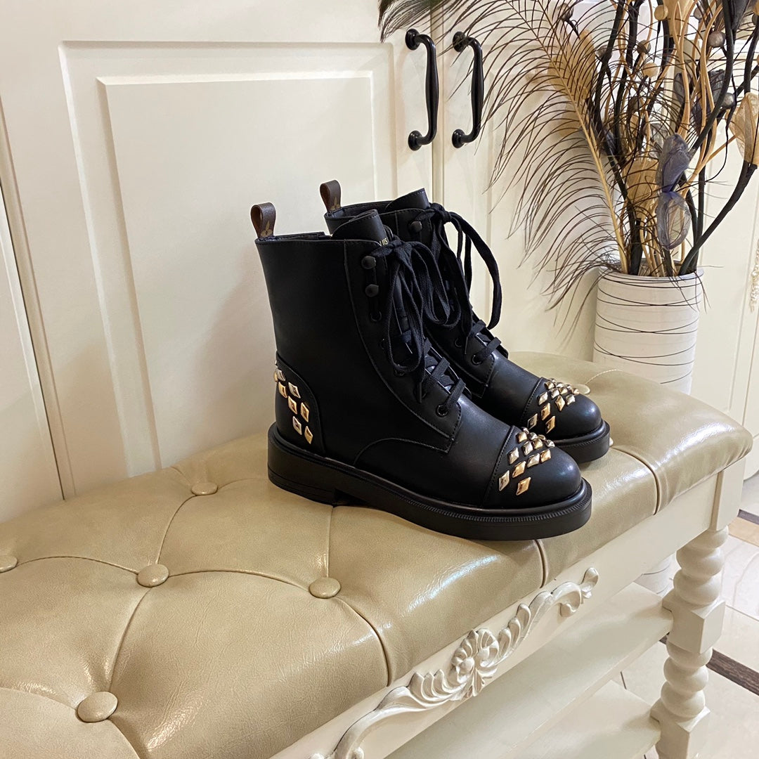 LV Citizen Flat Ranger Boot Black Lambskin