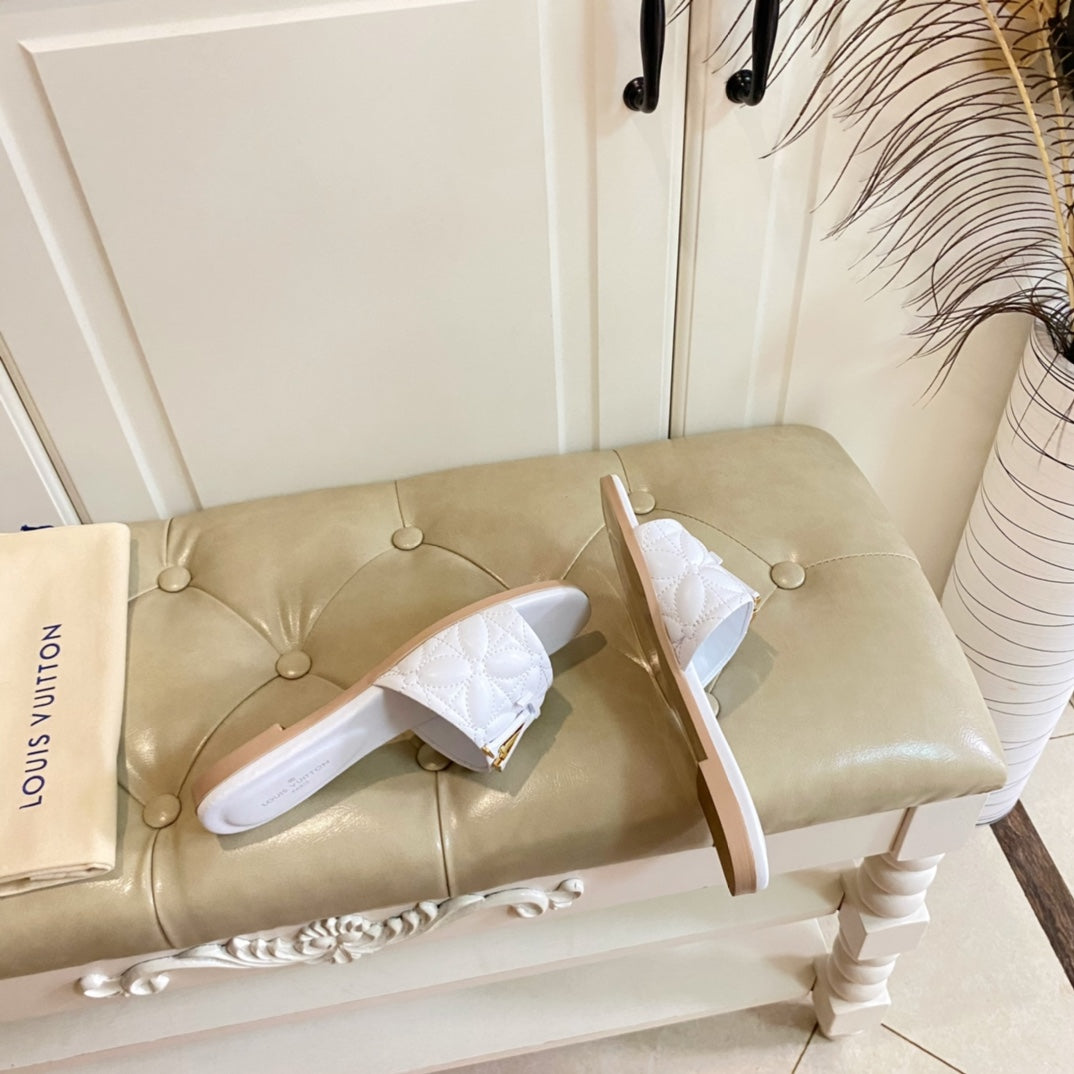 LV Neo Revival Flat Mule White Lambskin