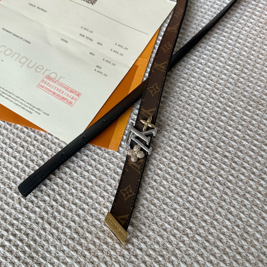 LV GRAM 20 MM REVERSIBLE BELT BROWN MONOGRAM CALFSKIN SILVER HARDWARE