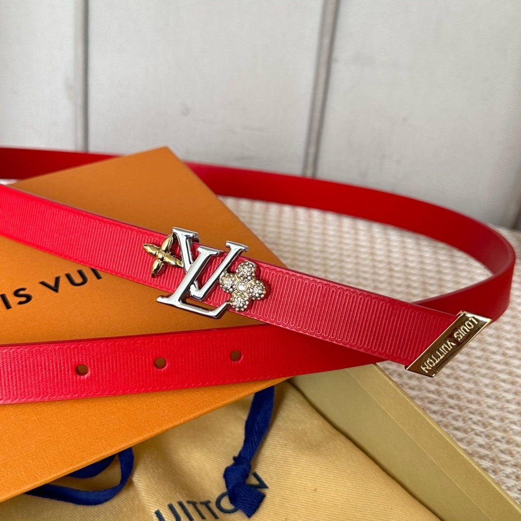 LV GRAM 20 MM REVERSIBLE BELT CHERRY RED CALFSKIN SILVER HARDWARE