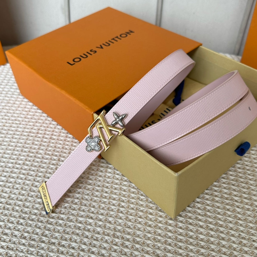 LV GRAM 20 MM REVERSIBLE BELT LIGHT PINK CALFSKIN GOLD HARDWARE