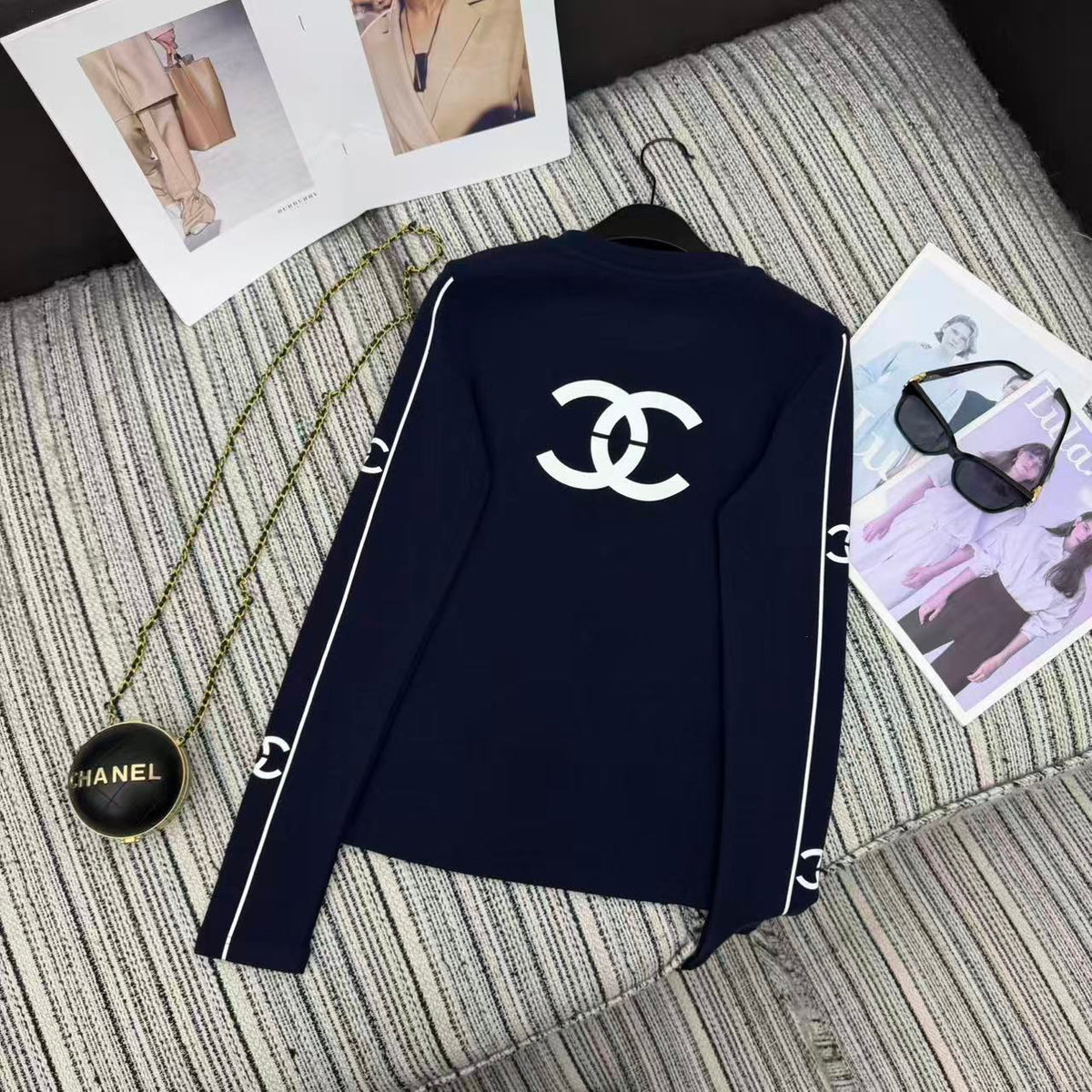 Chanel 2025 Long-sleeved Top Blue Cotton 318956