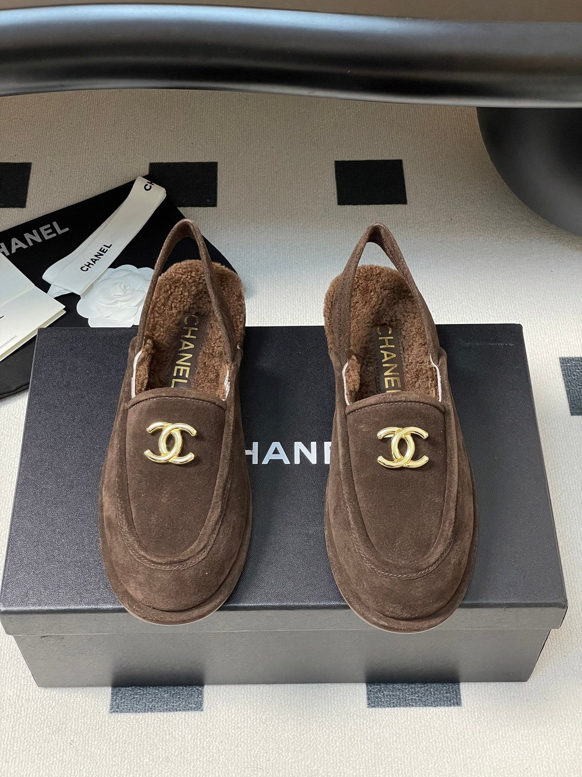 CC 25A Slingback Loafer Chocolate Sherpa Suede