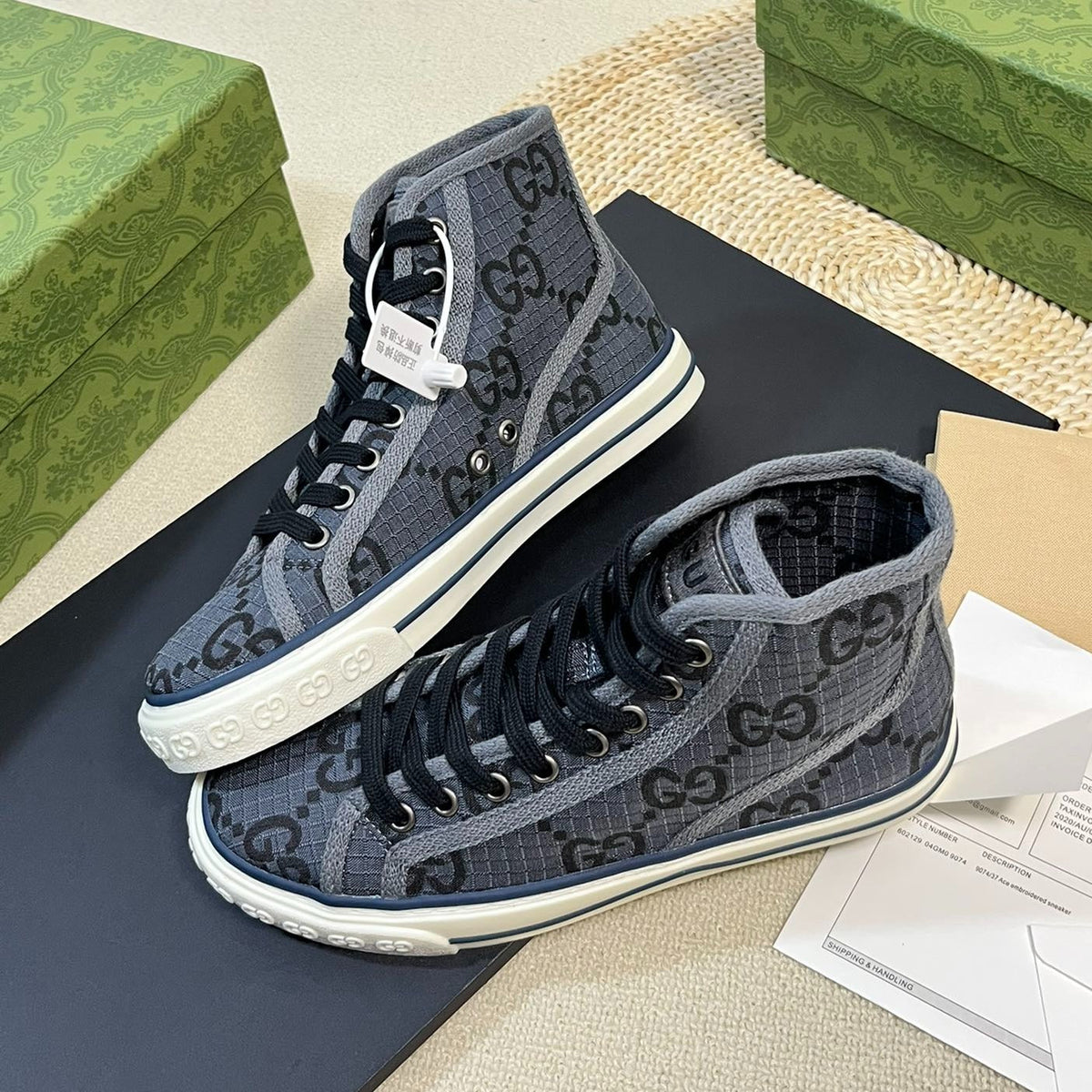 GG Tennis 1977 High Top Sneaker  Black Grey Caro