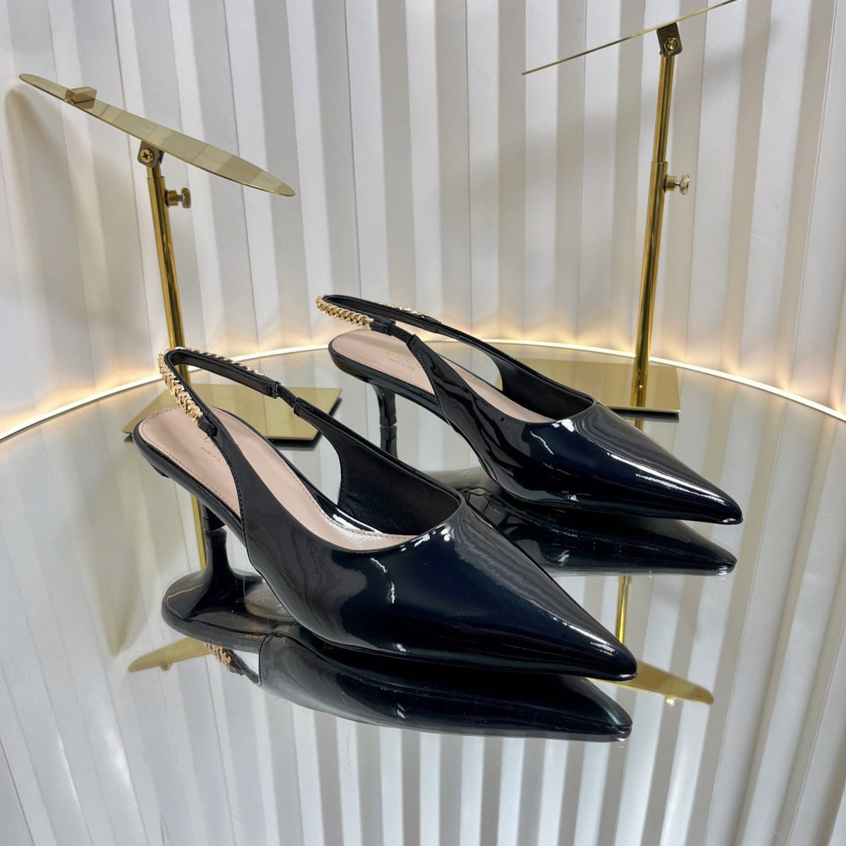 GG Gucci Signoria Slingback pump 50mm Black Patent Leather 234256