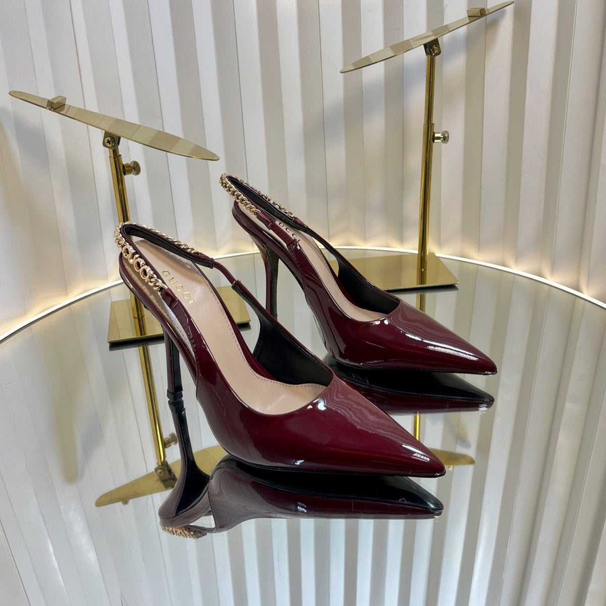 GG Gucci Signoria Slingback pump 100mm Red Patent Leather 234259