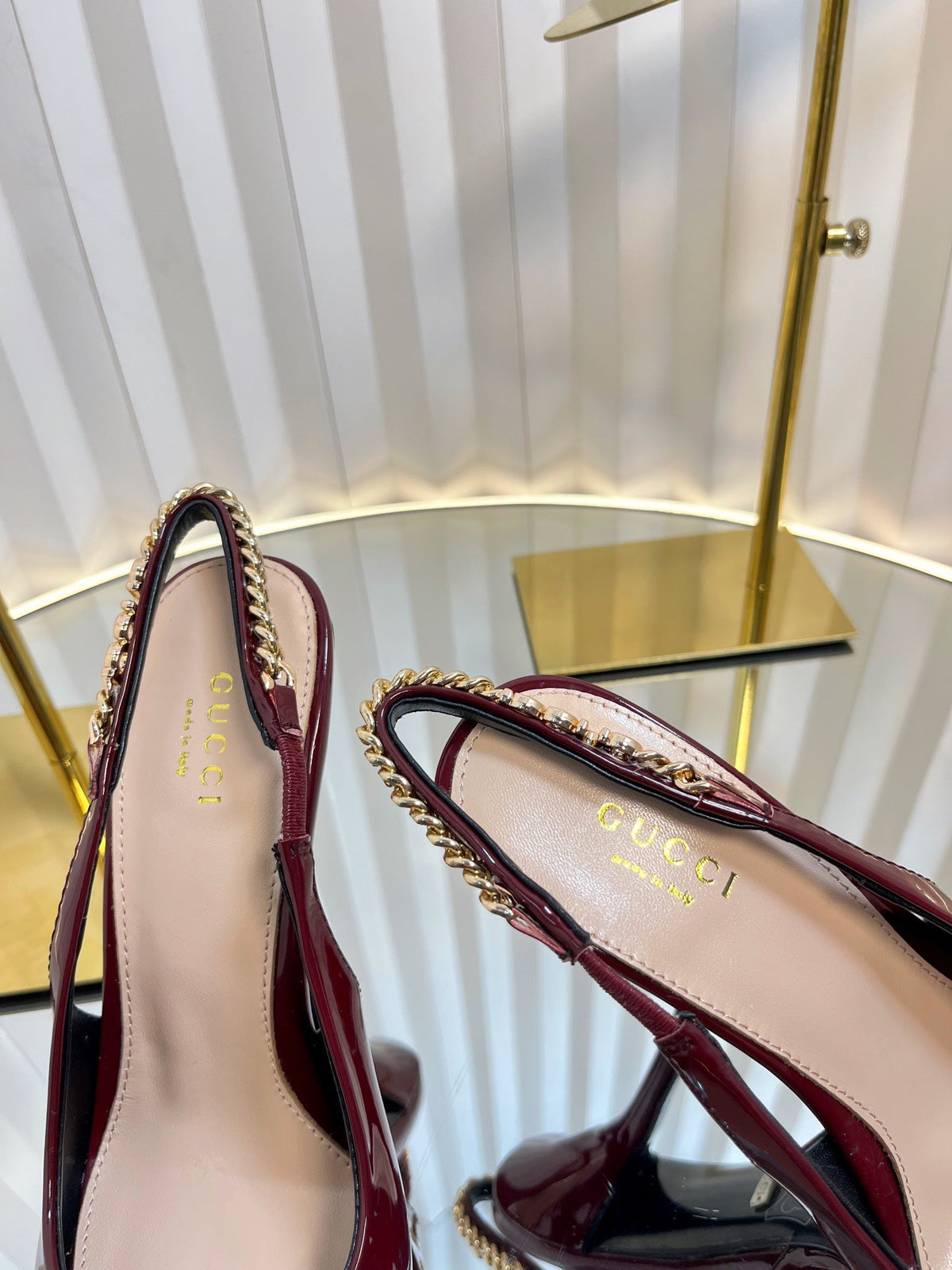 GG Gucci Signoria Slingback pump 100mm Red Patent Leather 234259