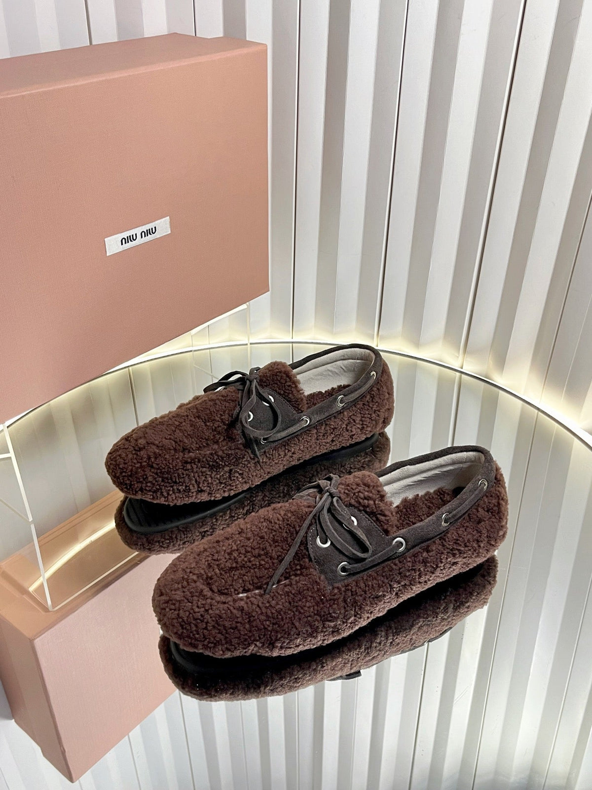 Miumiu 25 Loafer Chocolate Brown Wool 548412