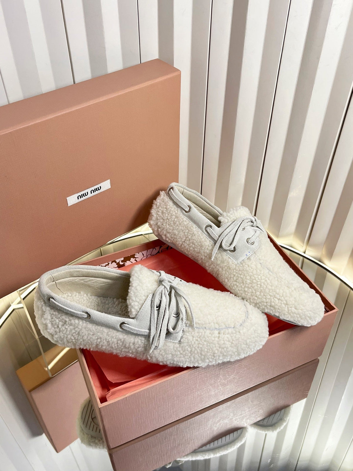 Miumiu 25 Loafer White Wool 548413