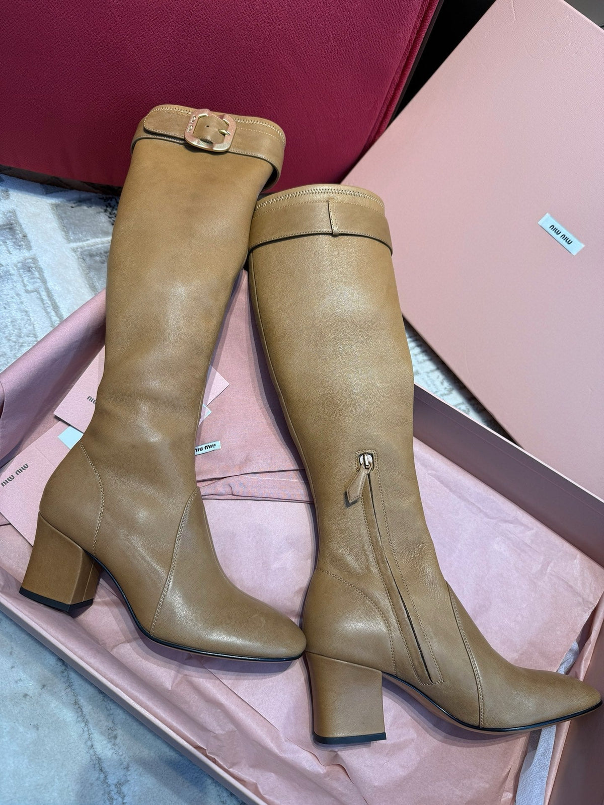 Miu Miu 2026 Boot With Buckle Camel Nappa Leather 621341
