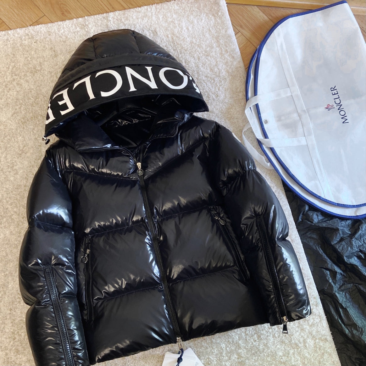 Moncler 2025 High-shine Padded Black Down Jacket