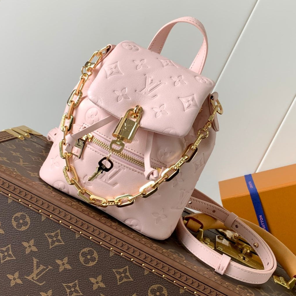 LV Coussin 20cm Backpack Pink Gold Leather 252653