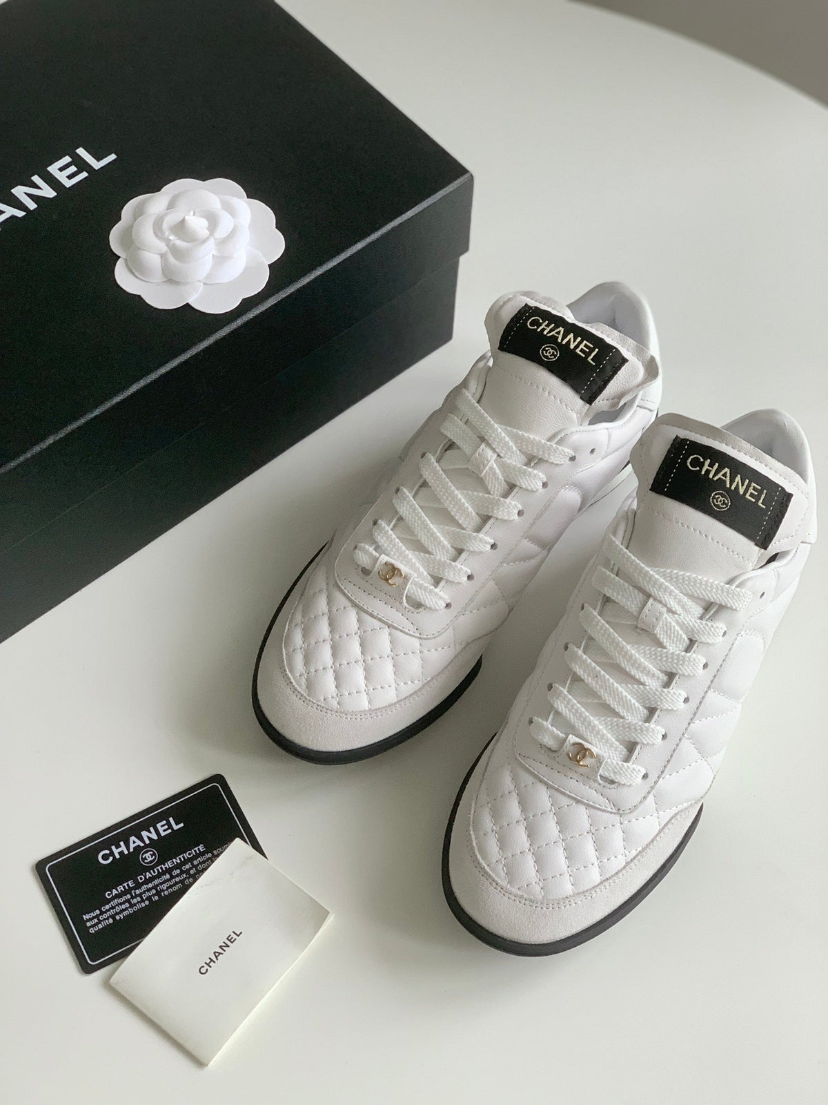 CC Sneaker In White Lambskin Quilted 143556