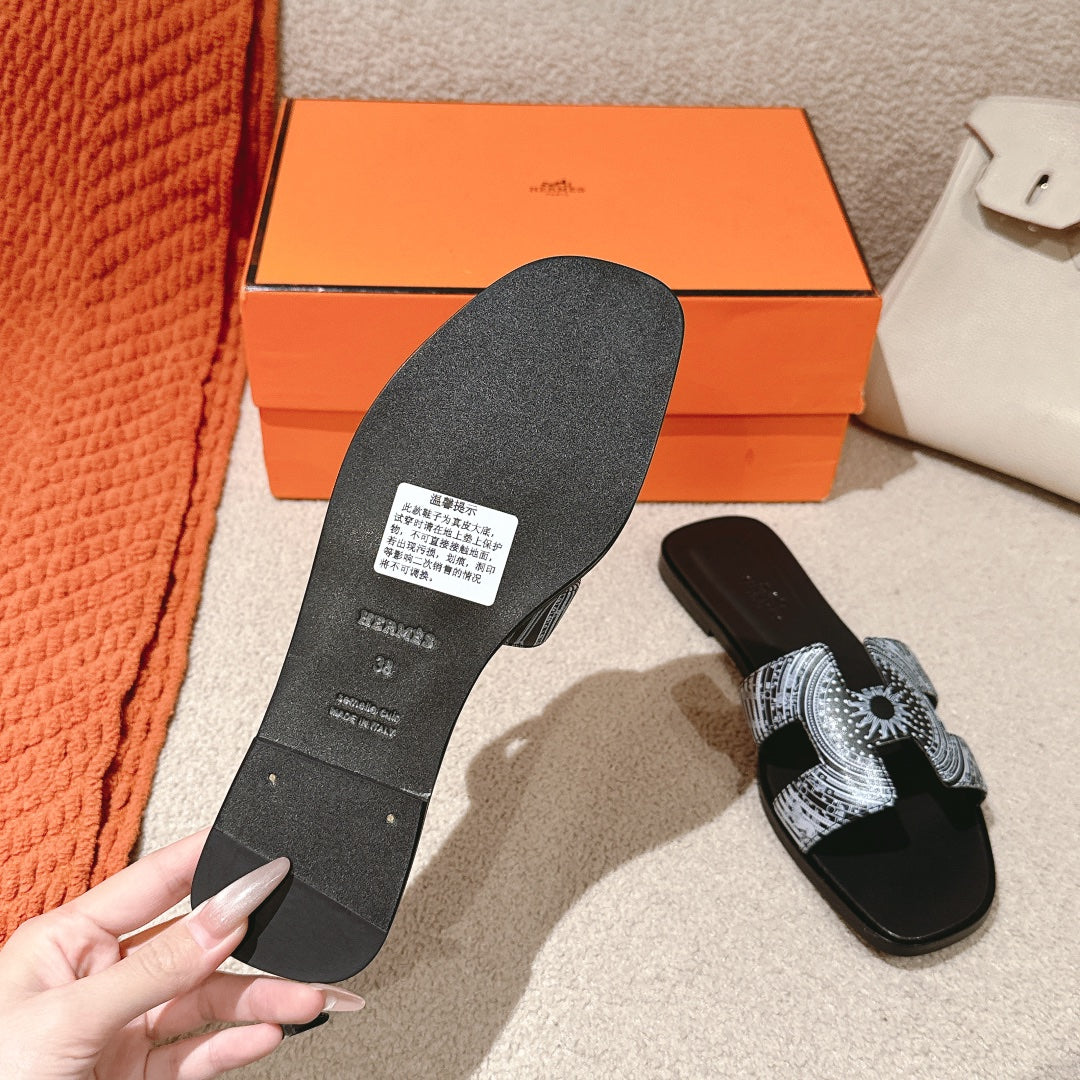 HM 3D Oran Sandals Black Calfskin 243961