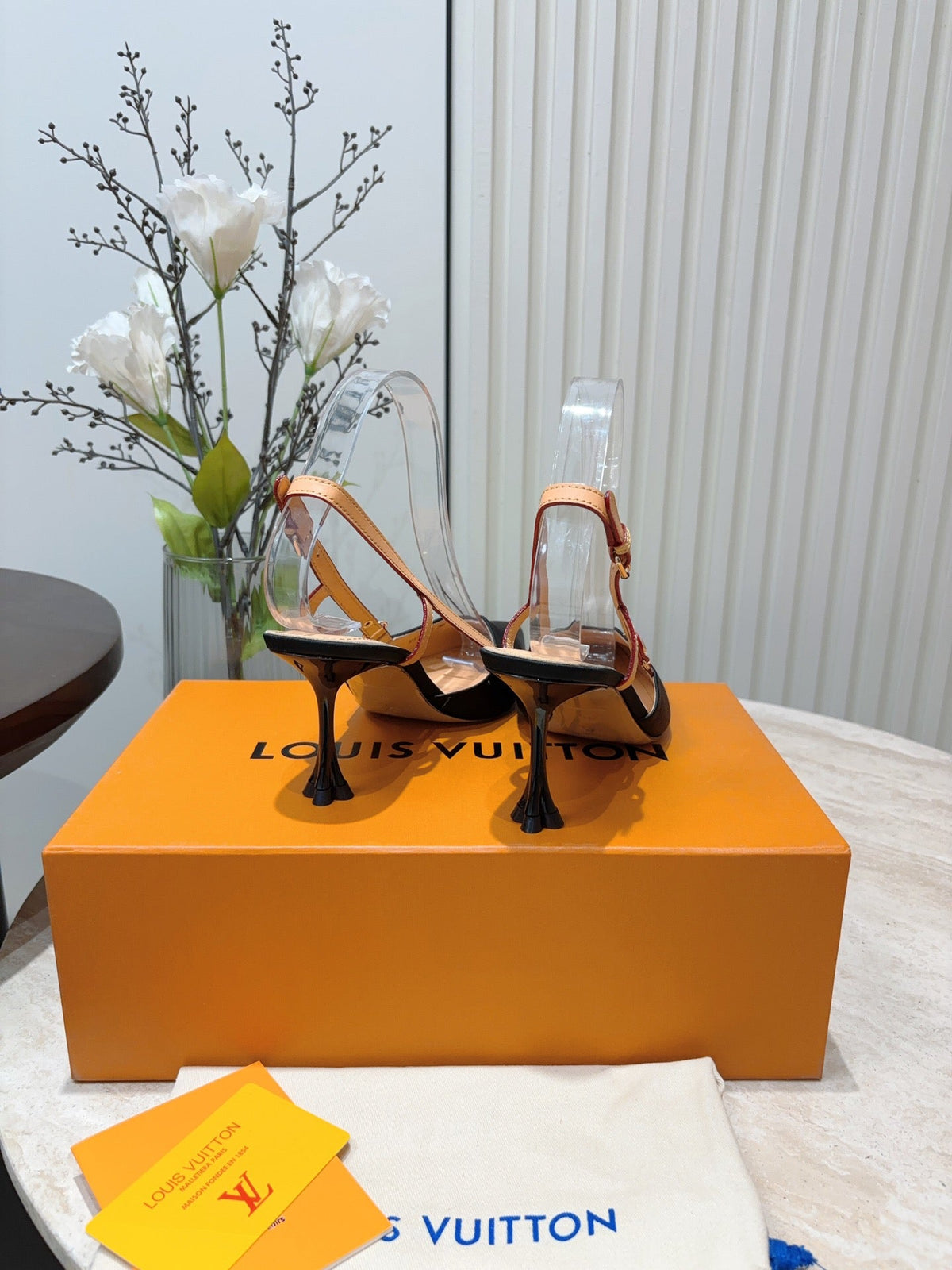 LV Blossom Slingback Pump 75mm Black Embroidered Fabric