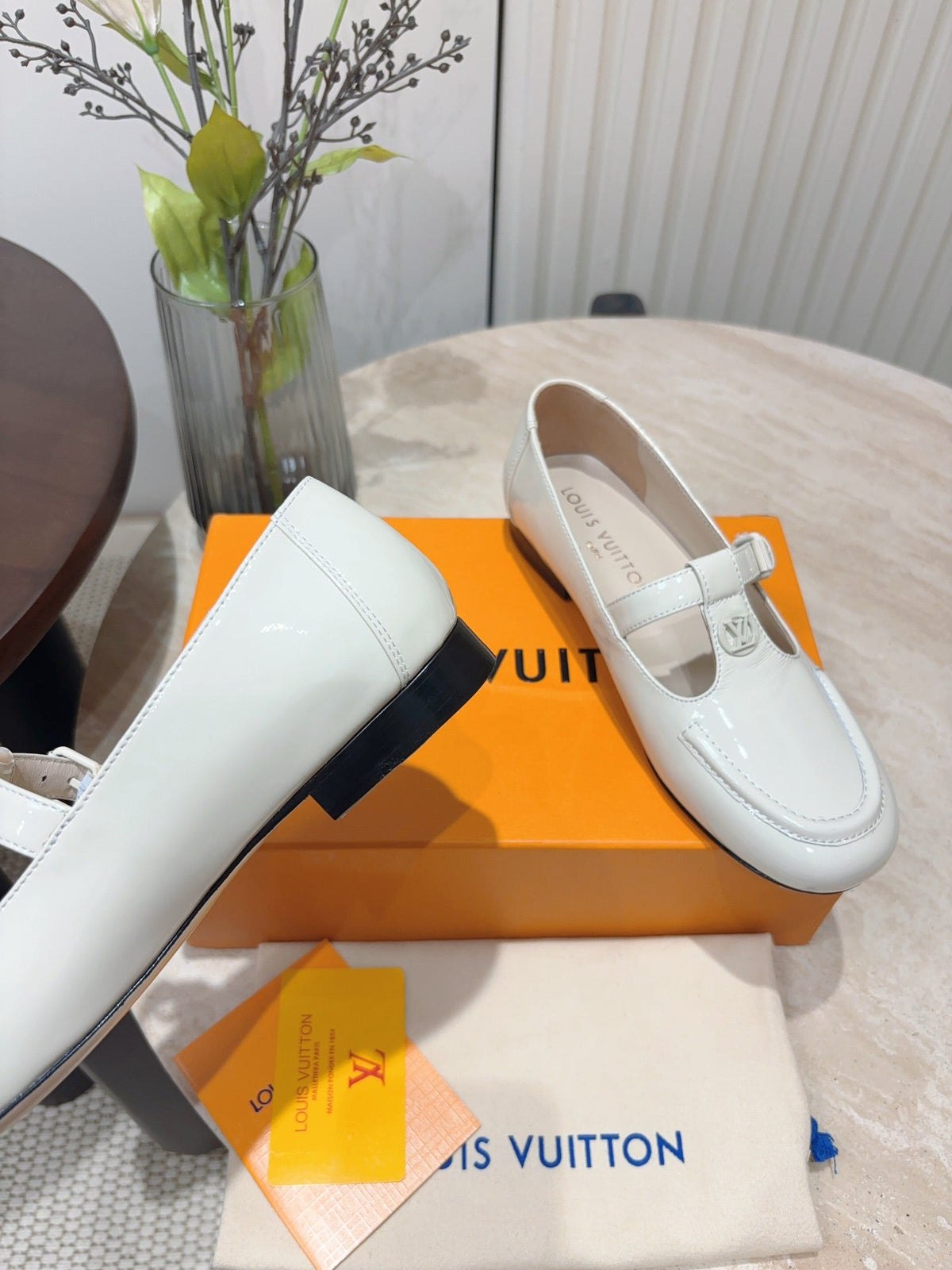 LV Soho Flat Mary Jane White Cowhide