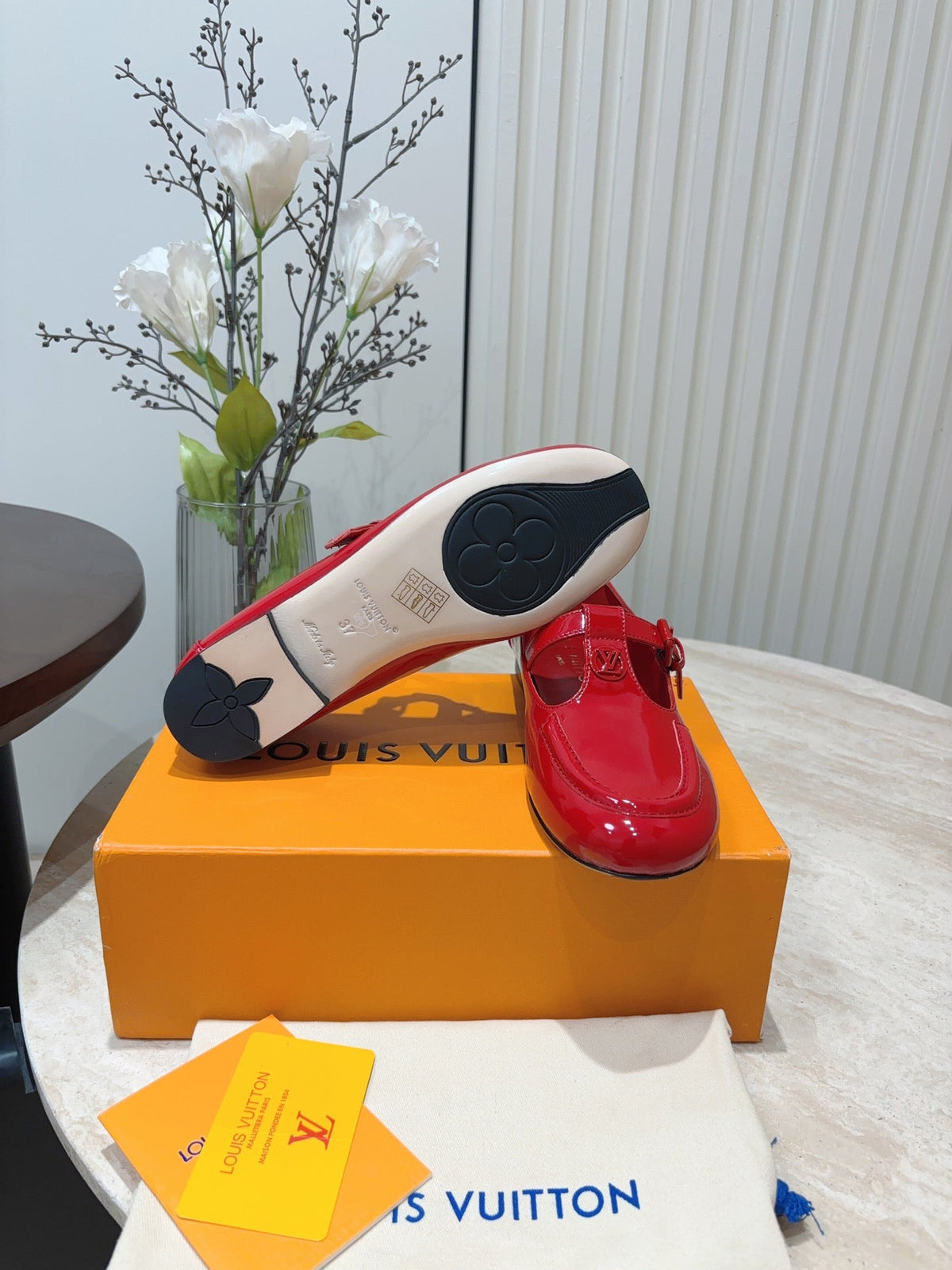 LV Soho Flat Mary Jane Red Cowhide