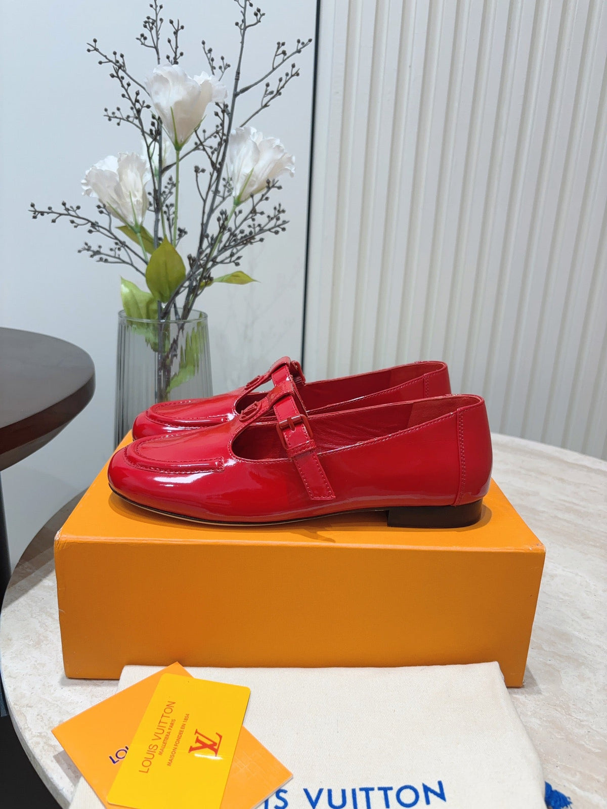 LV Soho Flat Mary Jane Red Cowhide