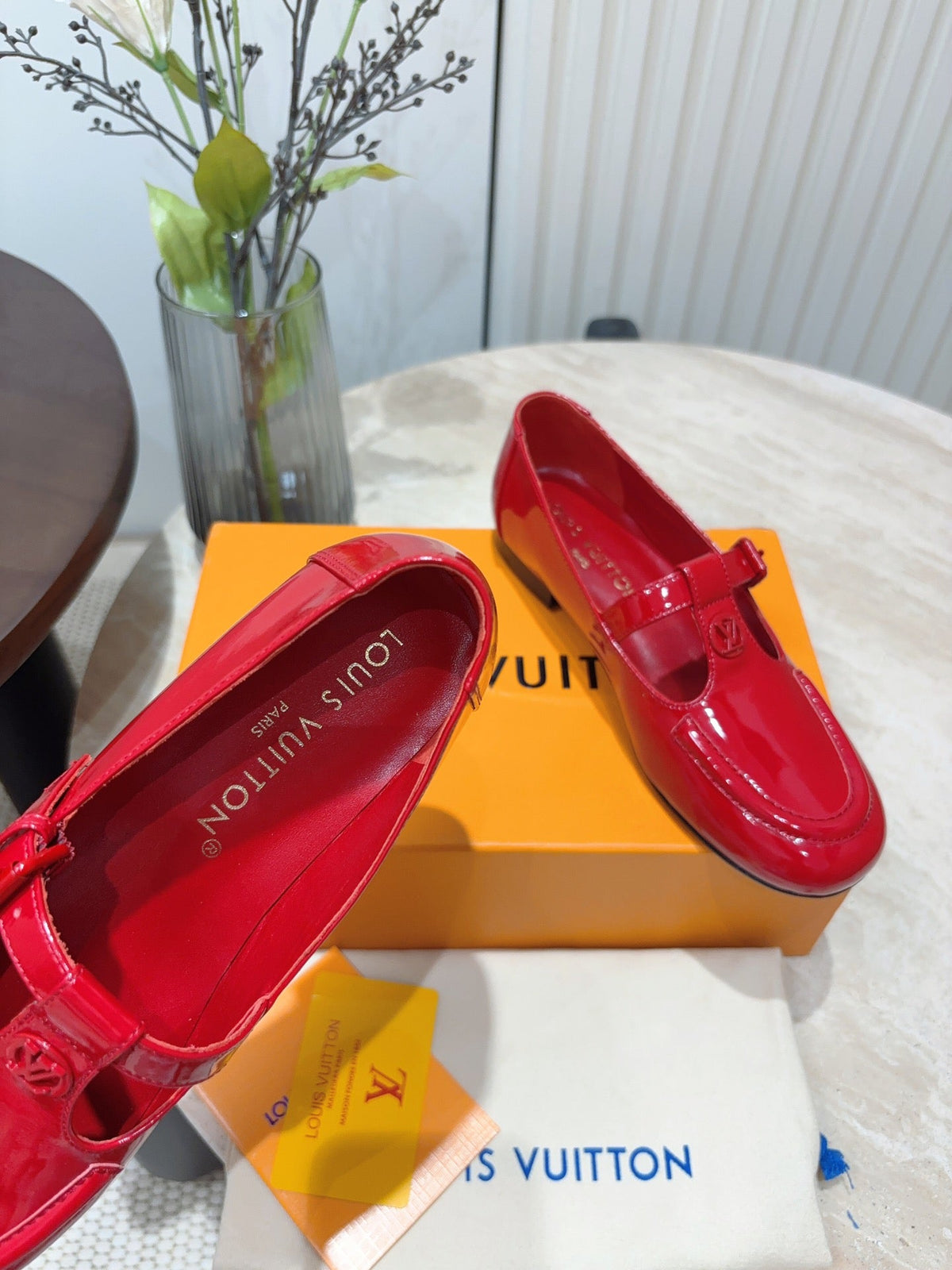 LV Soho Flat Mary Jane Red Cowhide