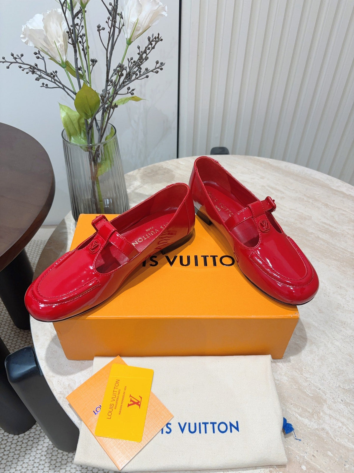 LV Soho Flat Mary Jane Red Cowhide