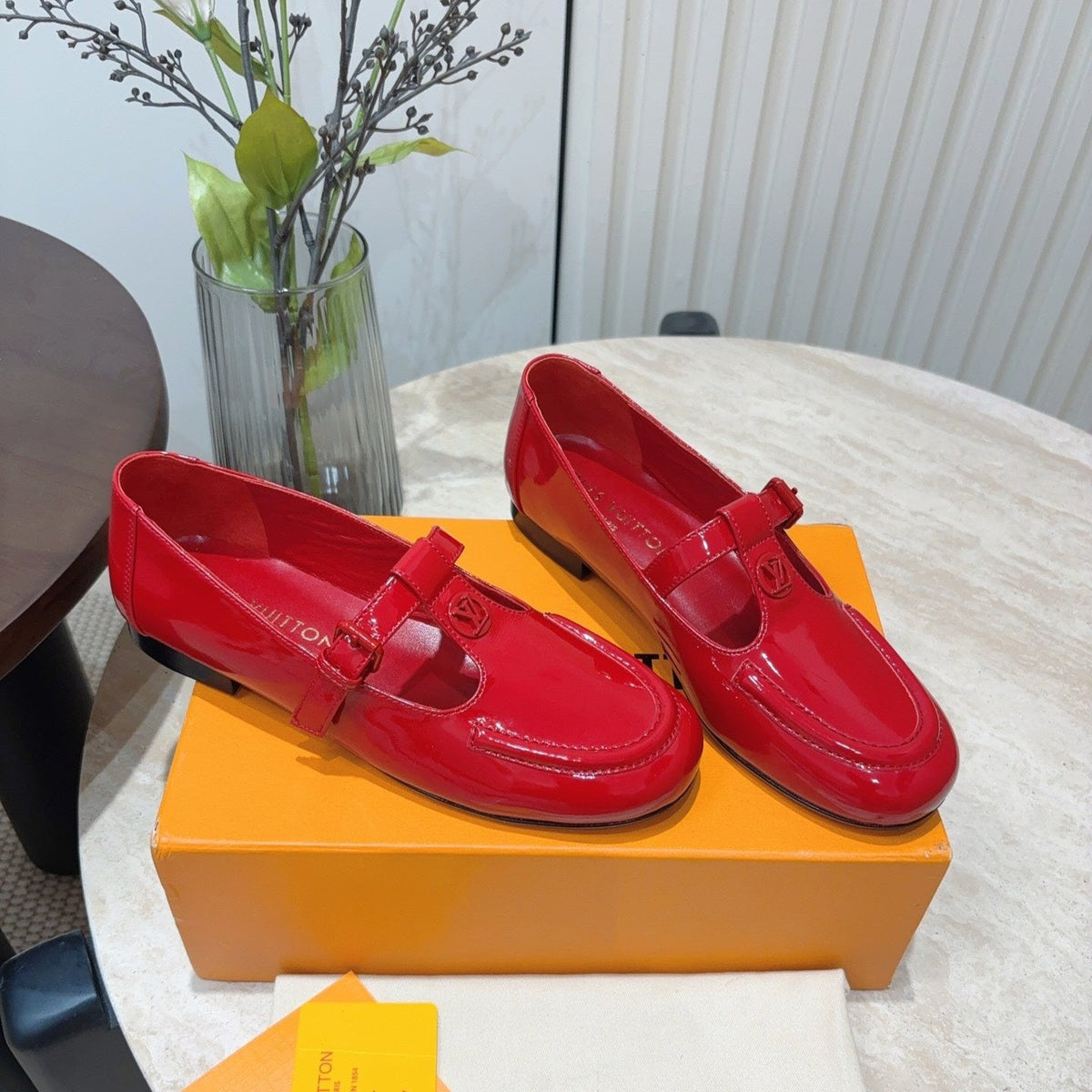 LV Soho Flat Mary Jane Red Cowhide