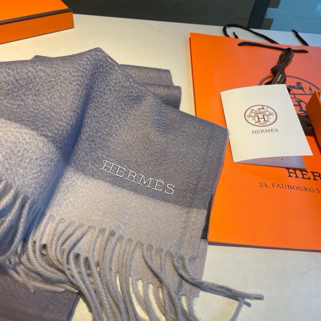 Scarf 180 CM In Grey Blue Mix Grey White Cashmere  398201