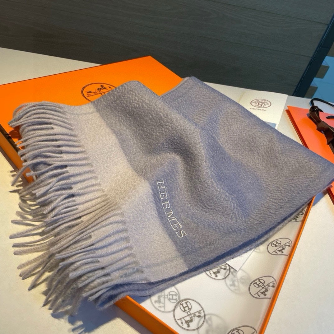 Scarf 180 CM In Grey Blue Mix Grey White Cashmere  398201