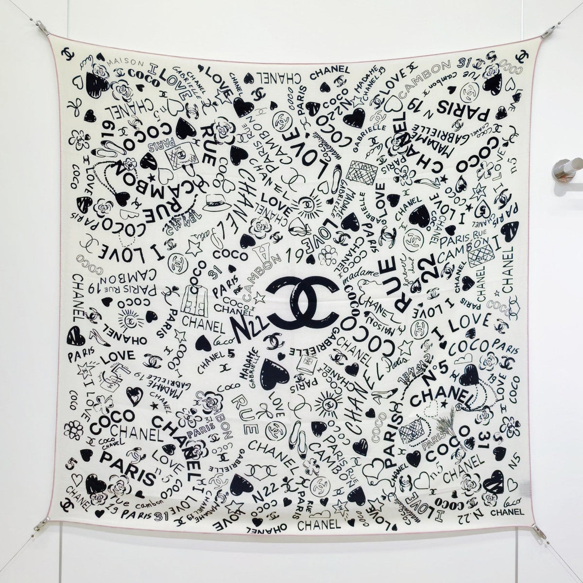 CC 25 Scarf 140CM White Black Colorful Cashmere 293079