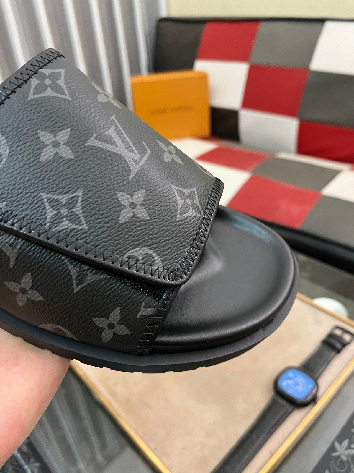 WATERFRONT MULE IN BLACK MONOGRAM RUBBER