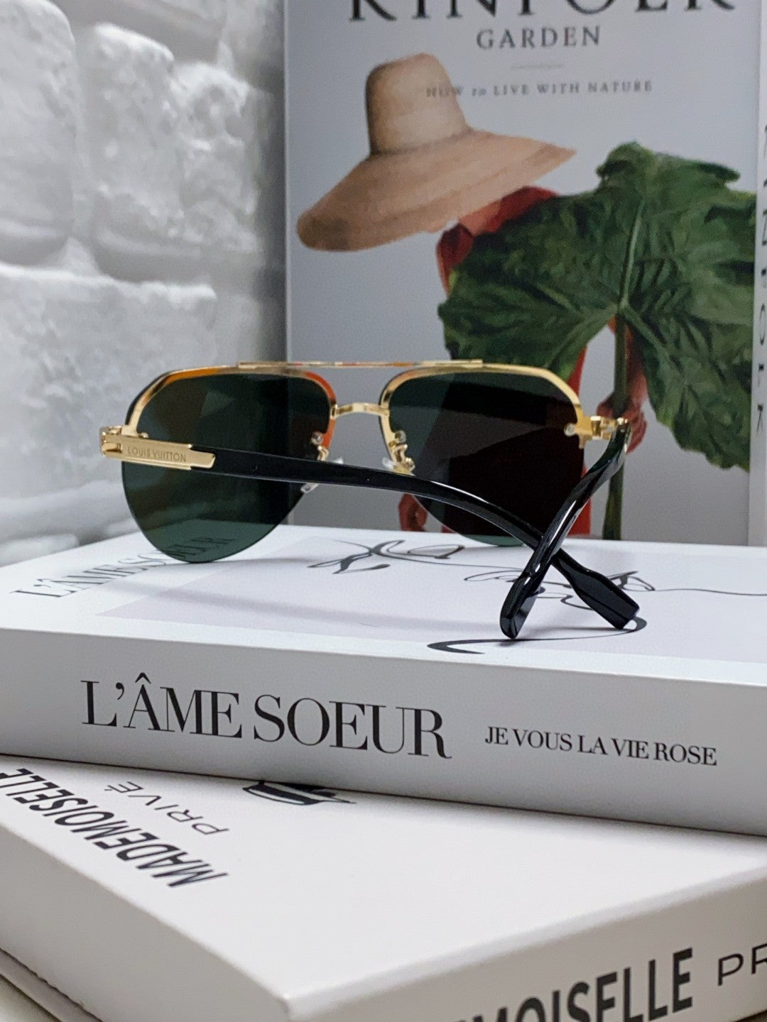 PILOT SUNGLASSES 582589 IN GOLD METAL DARK GREEN LENSES