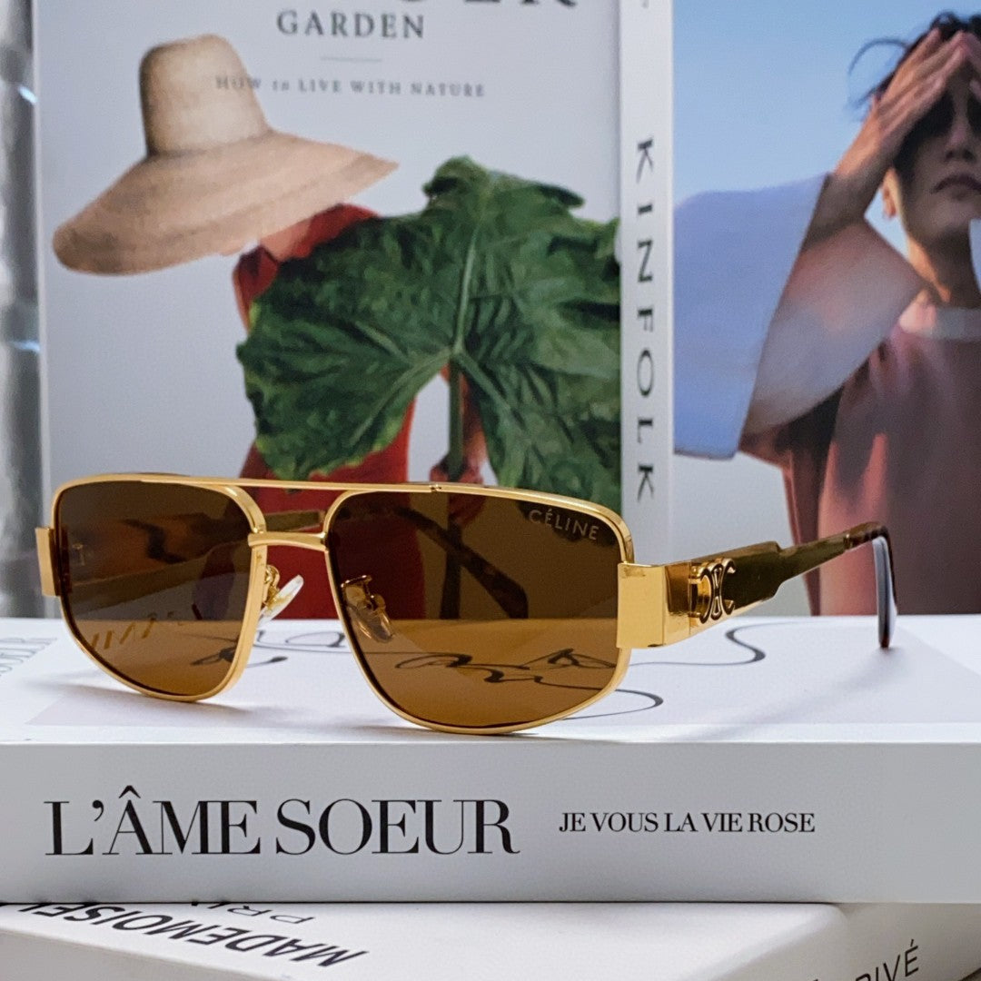 TRIOMPHE SUNGLASS 512998 IN GOLD METAL BROWN LENSES