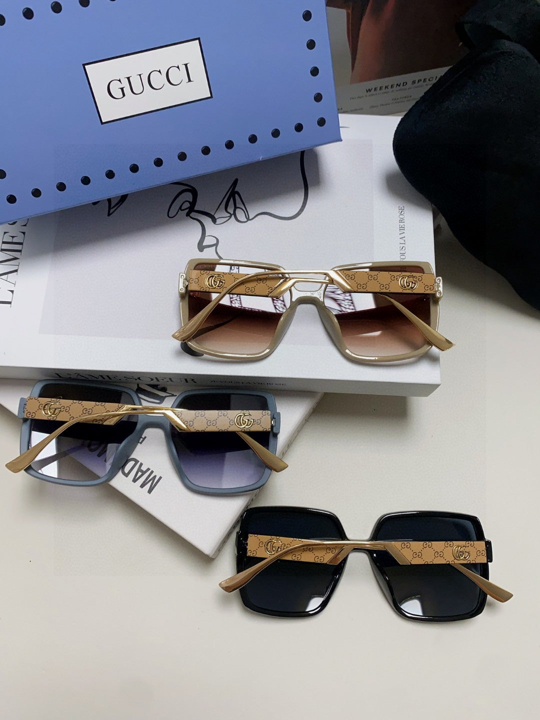 SQUARE FRAME SUNGLASSES  567447 IN ACETATE