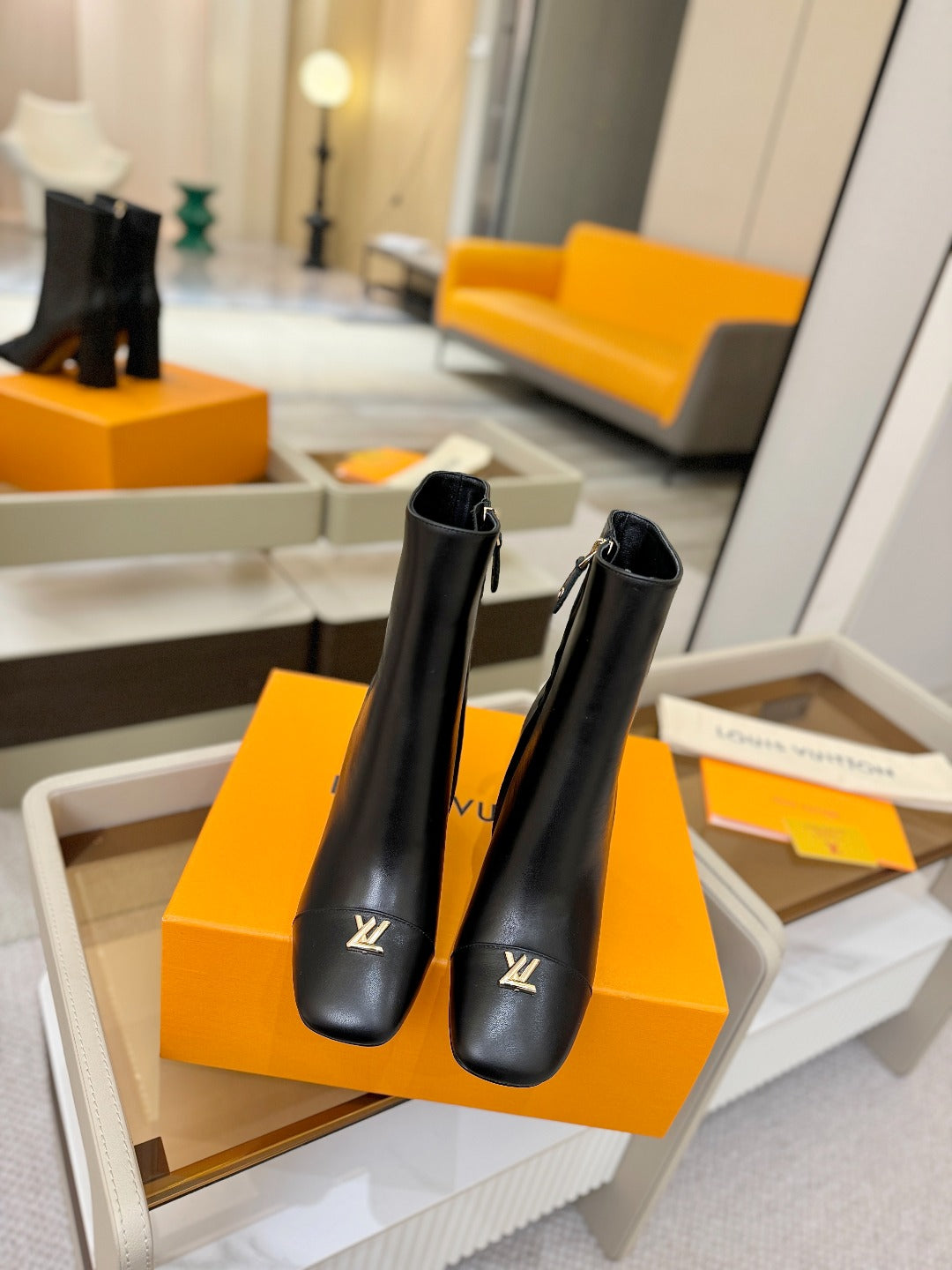 LV Ankle Boots 90 Black Sheepskin 573716